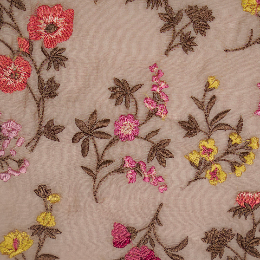 Nasma Jaal on Blush Cotton Silk Embroidered Fabric