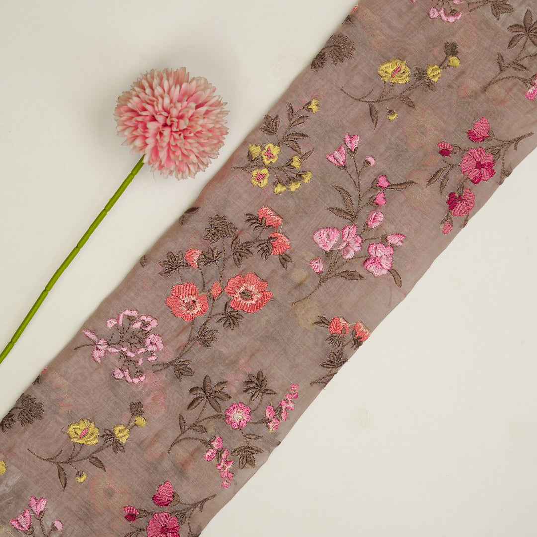 Nasma Jaal on Blush Cotton Silk Embroidered Fabric