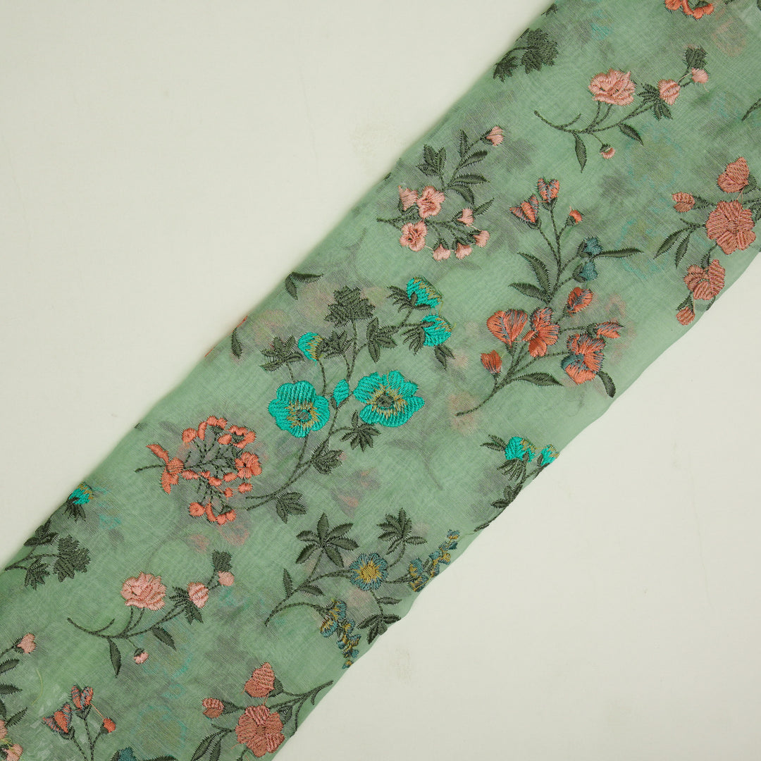 Nasma Jaal on Aqua Green Cotton Silk Embroidered Fabric