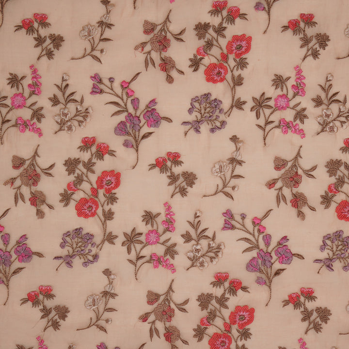 Nasma Jaal on Light Peach Cotton Silk Embroidered Fabric