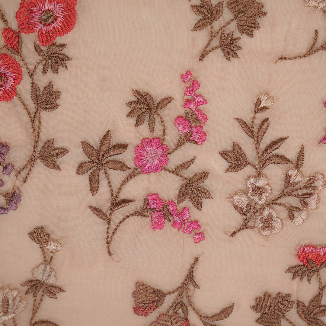 Nasma Jaal on Light Peach Cotton Silk Embroidered Fabric