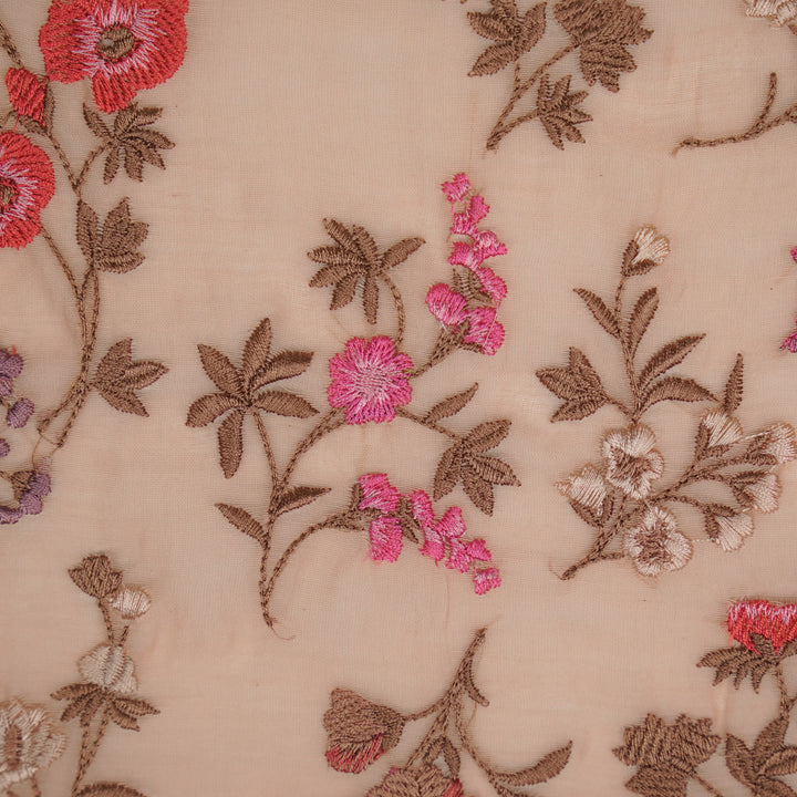Nasma Jaal on Light Peach Cotton Silk Embroidered Fabric