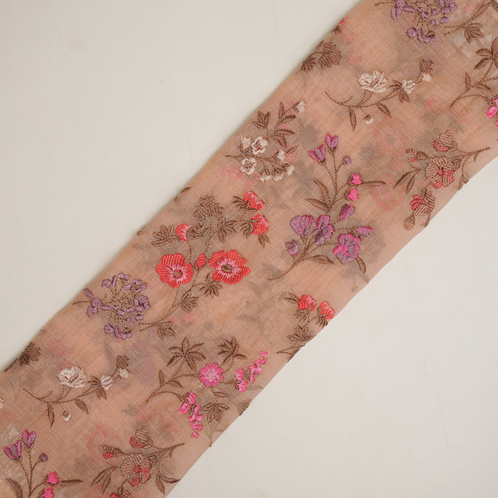 Nasma Jaal on Light Peach Cotton Silk Embroidered Fabric