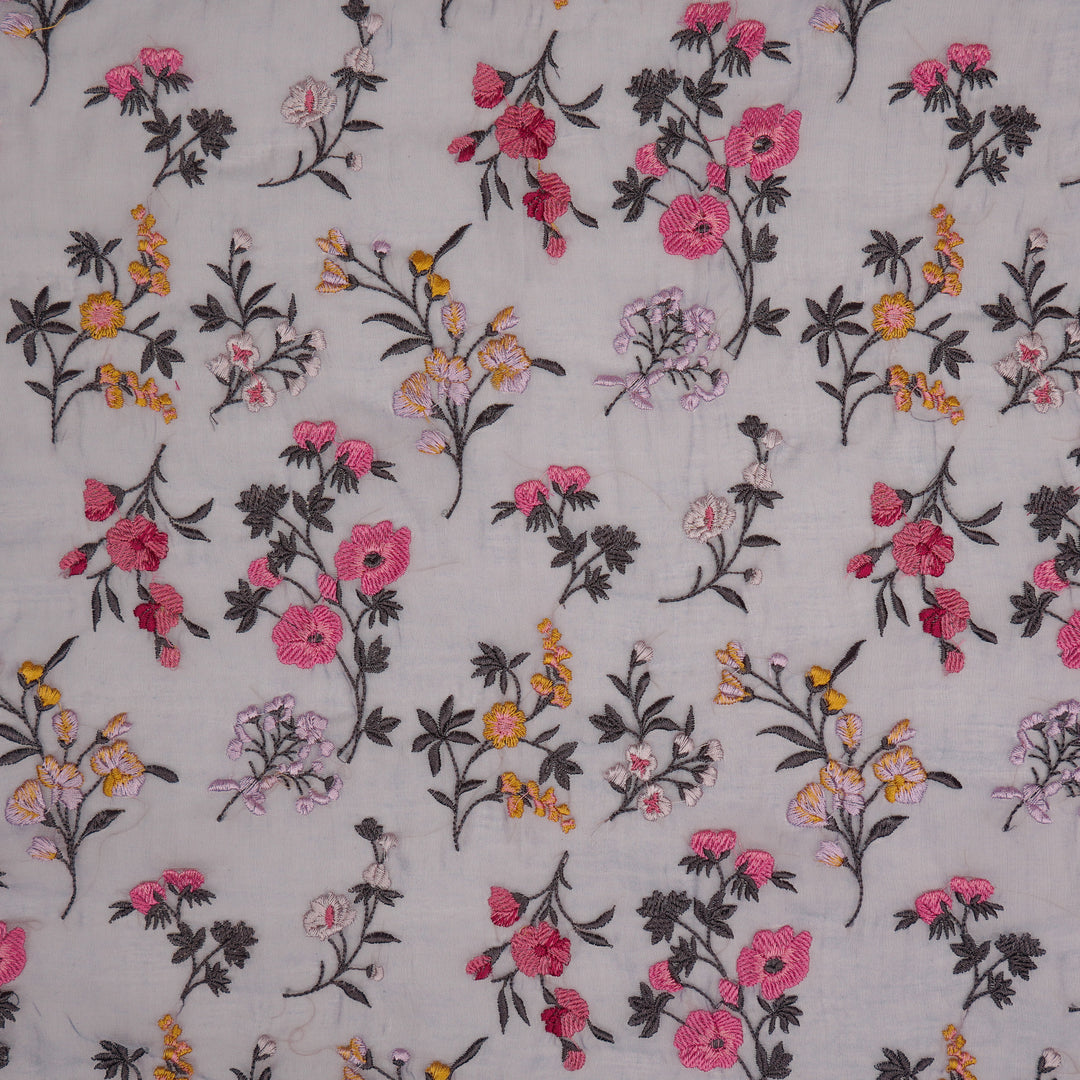 Nasma Jaal on Deep Mauve Cotton Silk Embroidered Fabric