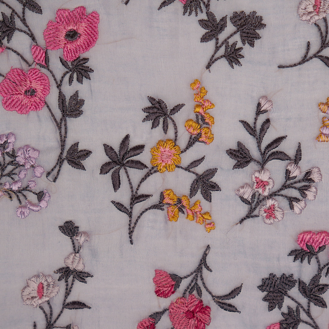 Nasma Jaal on Deep Mauve Cotton Silk Embroidered Fabric