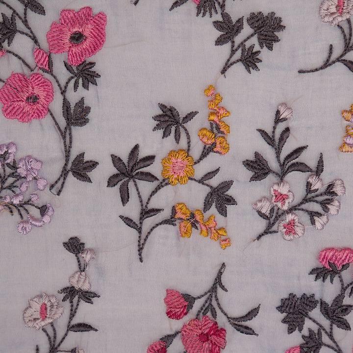 Nasma Jaal on Deep Mauve Cotton Silk Embroidered Fabric
