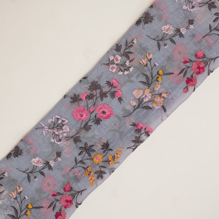 Nasma Jaal on Deep Mauve Cotton Silk Embroidered Fabric