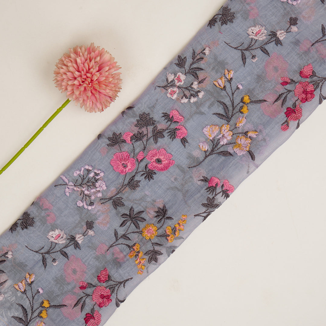 Nasma Jaal on Deep Mauve Cotton Silk Embroidered Fabric