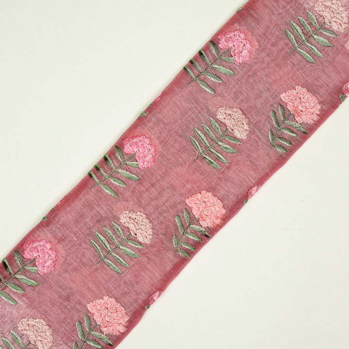 Nayla Buta on Onion/Pink  Silk Linen Embroidered Fabric