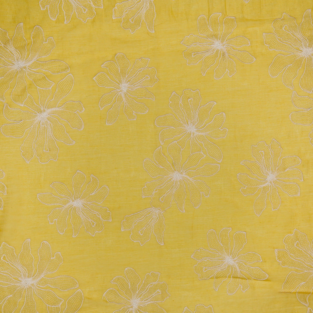Sakina Buta on Gold Cotton Silk Embroidered Fabric