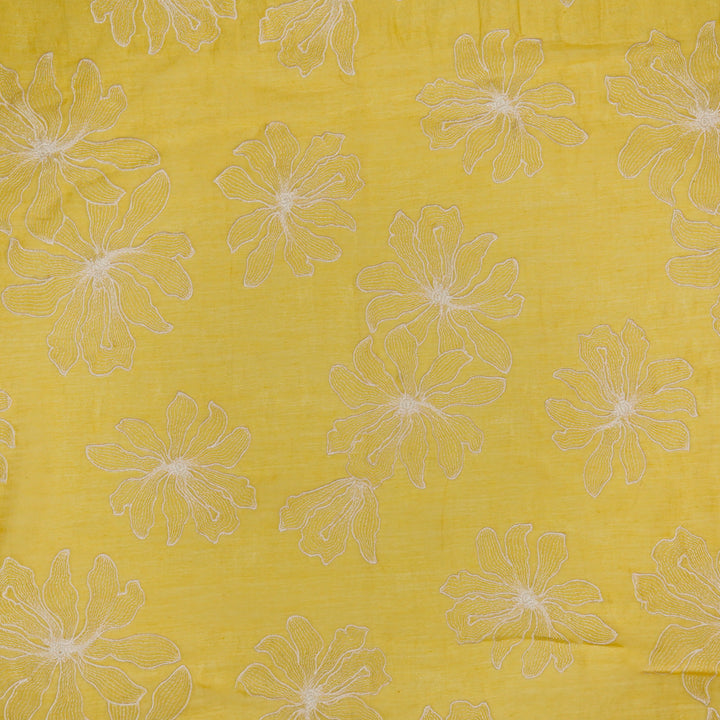 Sakina Buta on Gold Cotton Silk Embroidered Fabric