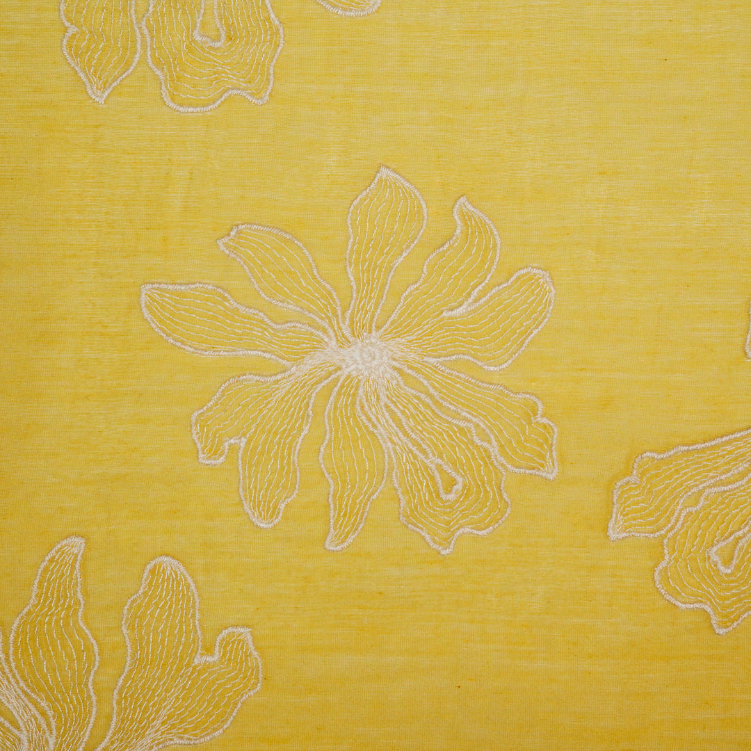 Sakina Buta on Gold Cotton Silk Embroidered Fabric