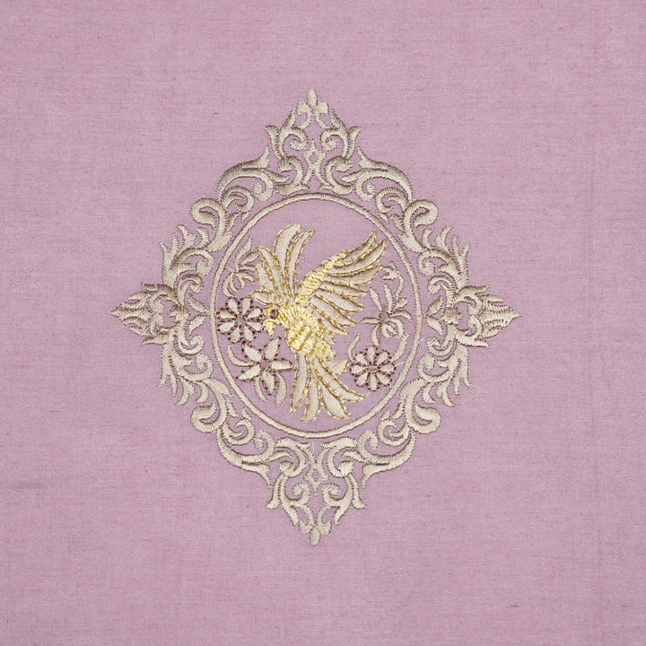 Tilaka Buta on Mauve Silk Chanderi Embroidered Fabric