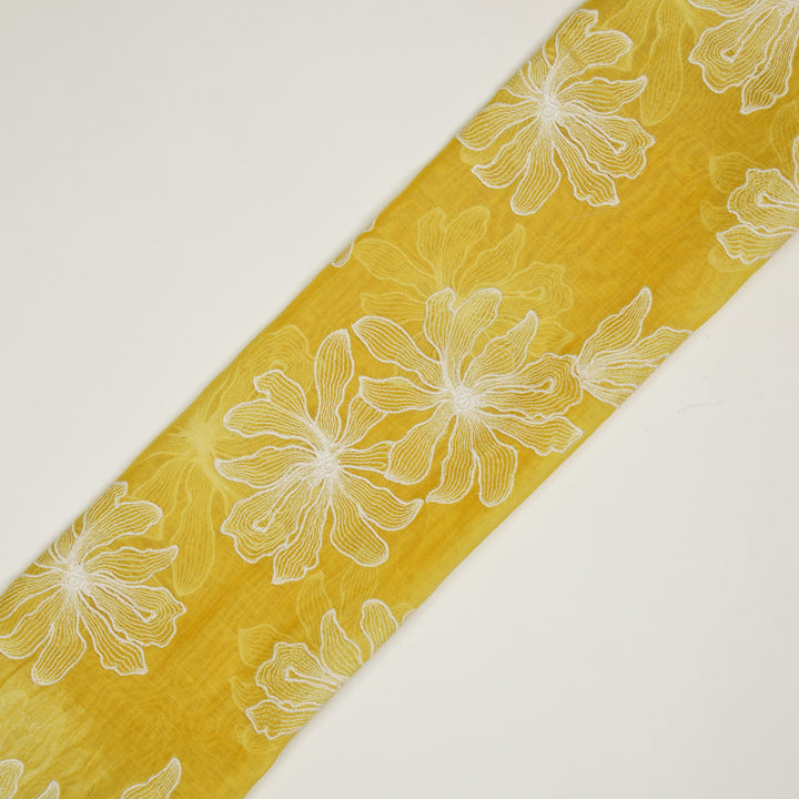 Sakina Buta on Gold Cotton Silk Embroidered Fabric