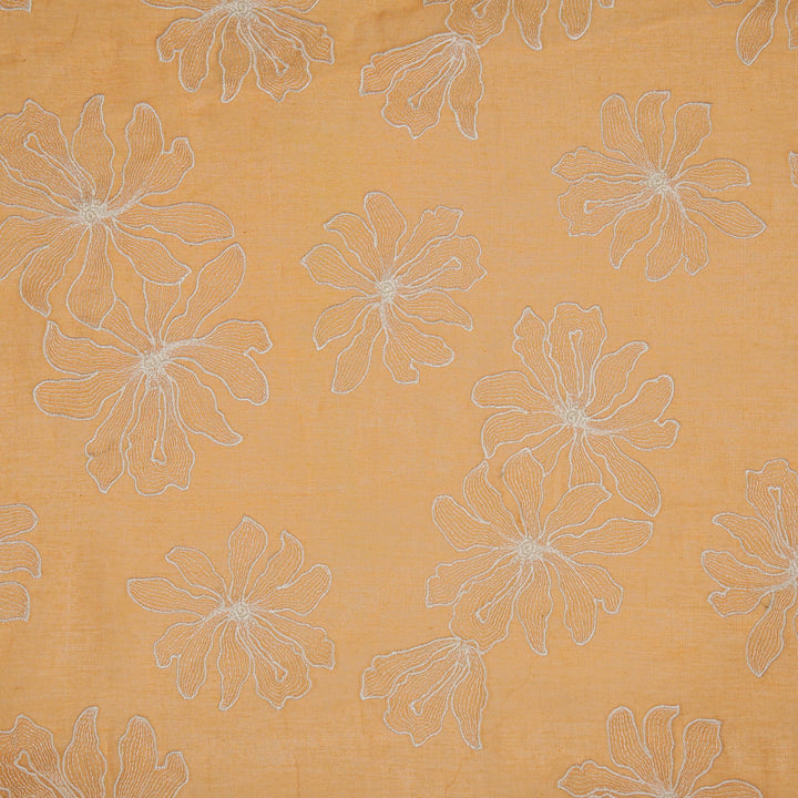 Sakina Buta on Peach Cotton Silk Embroidered Fabric