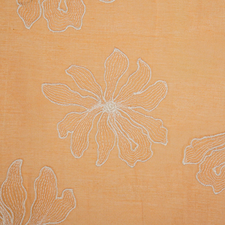 Sakina Buta on Peach Cotton Silk Embroidered Fabric