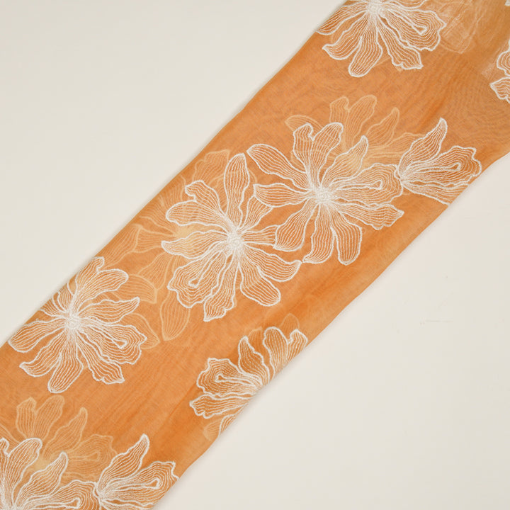 Sakina Buta on Peach Cotton Silk Embroidered Fabric