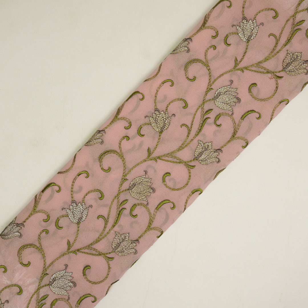 Tamira Jaal on Light Peach Semi Georgette Embroidered Fabric