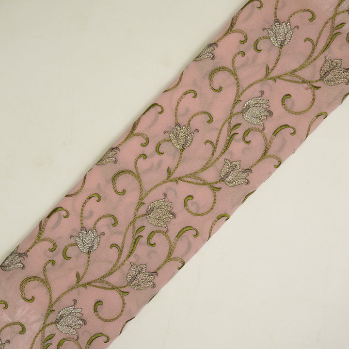 Tamira Jaal on Light Peach Semi Georgette Embroidered Fabric