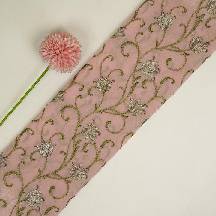 Tamira Jaal on Light Peach Semi Georgette Embroidered Fabric