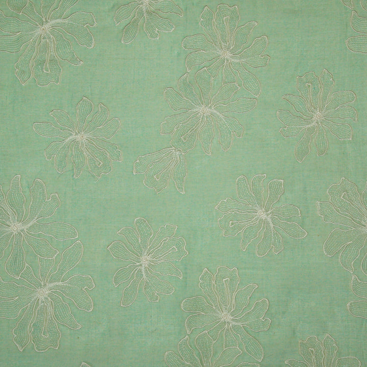 Sakina Buta on Mint Cotton Silk Embroidered Fabric