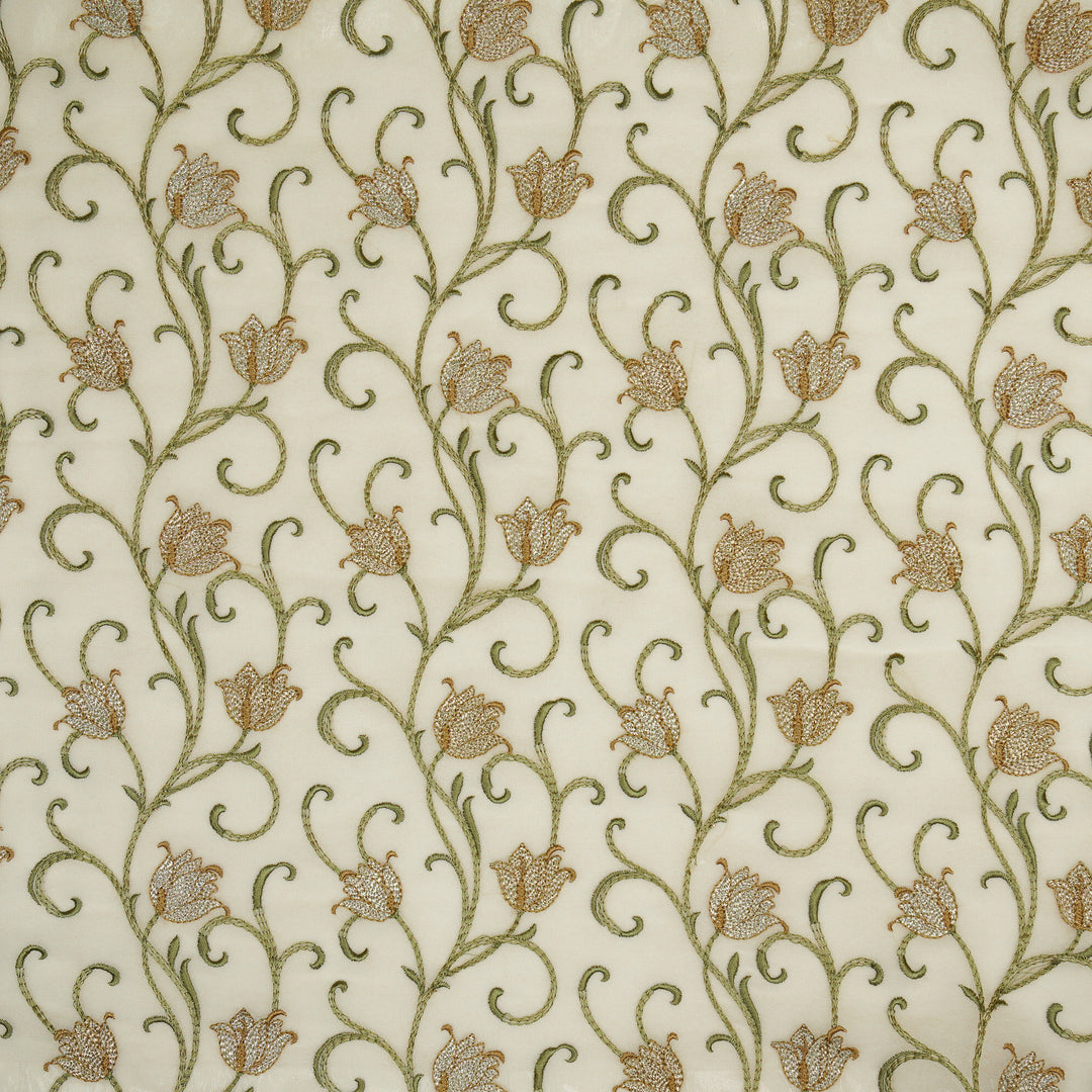 Tamira Jaal on Cream Semi Georgette Embroidered Fabric