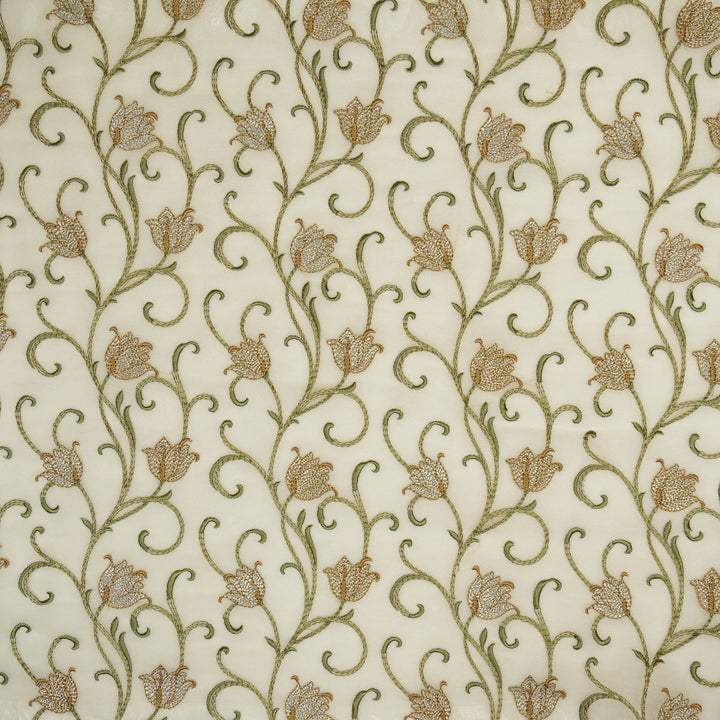 Tamira Jaal on Cream Semi Georgette Embroidered Fabric