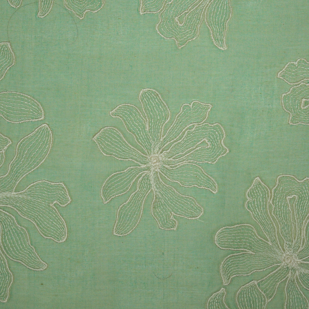 Sakina Buta on Mint Cotton Silk Embroidered Fabric