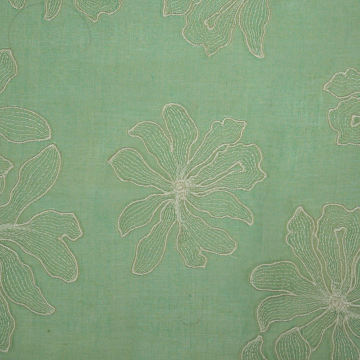 Sakina Buta on Mint Cotton Silk Embroidered Fabric