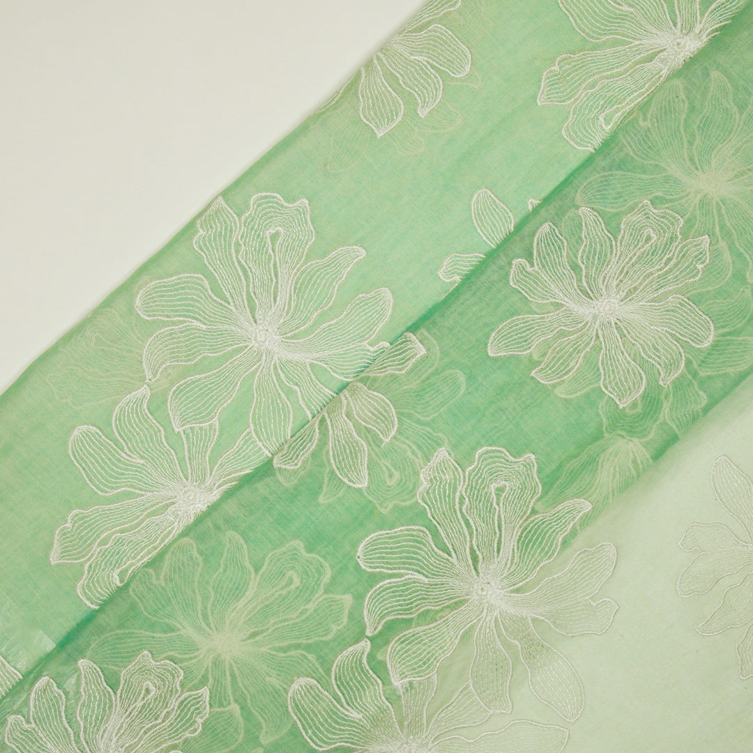 Sakina Buta on Mint Cotton Silk Embroidered Fabric