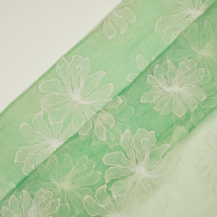 Sakina Buta on Mint Cotton Silk Embroidered Fabric