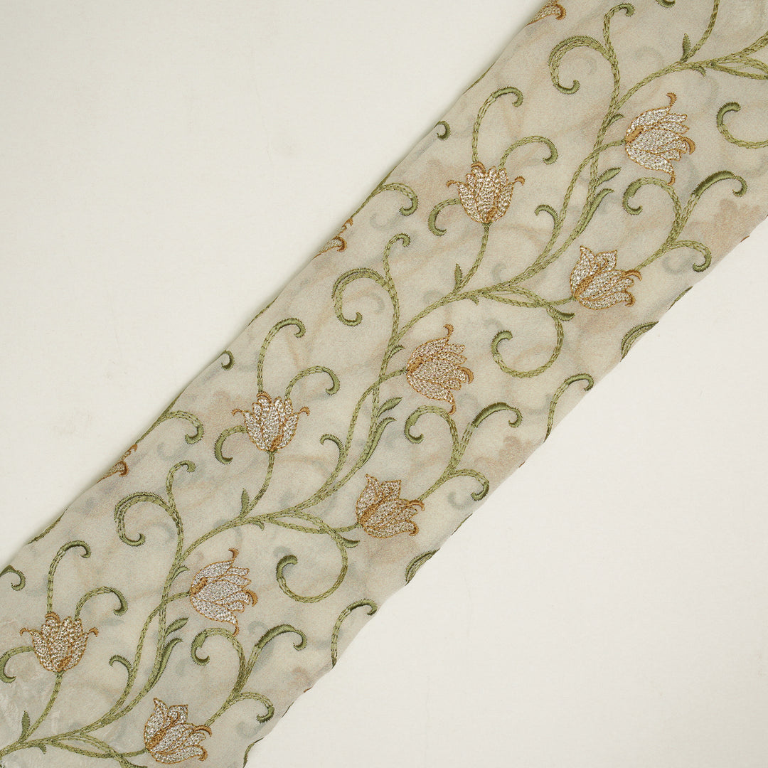 Tamira Jaal on Cream Semi Georgette Embroidered Fabric
