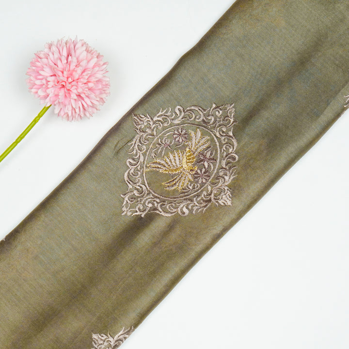 Tilaka Buta on Mouse Silk Chanderi Embroidered Fabric