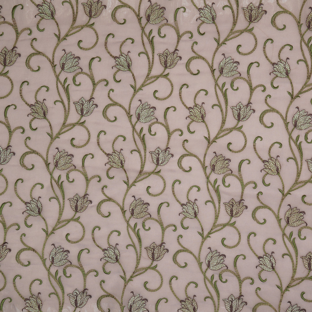 Tamira Jaal on Lavender Semi Georgette Embroidered Fabric