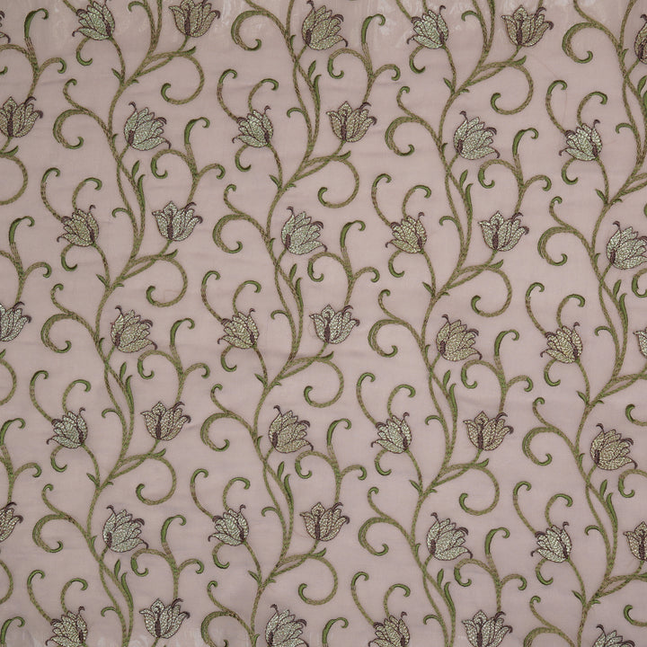 Tamira Jaal on Lavender Semi Georgette Embroidered Fabric