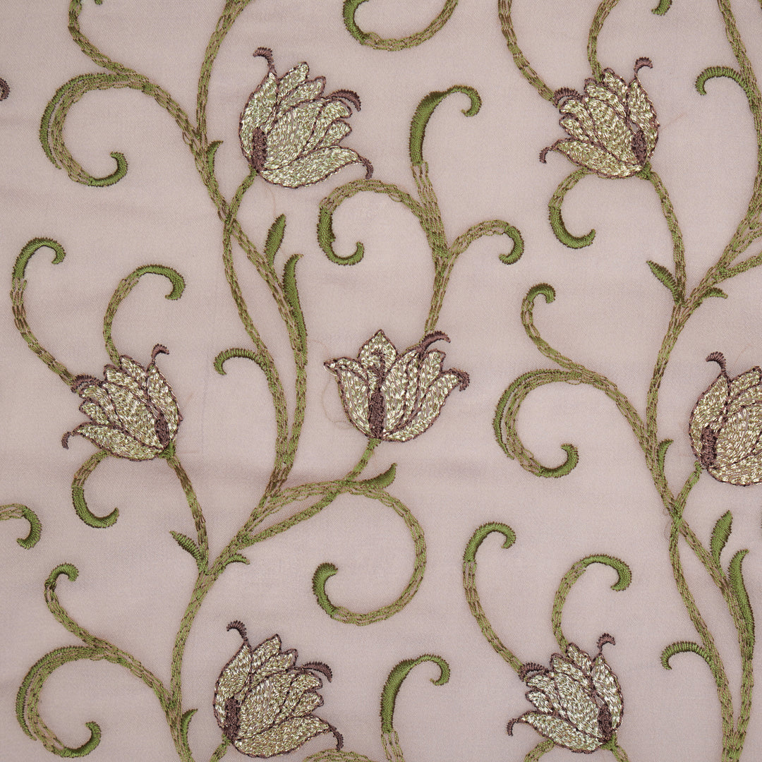 Tamira Jaal on Lavender Semi Georgette Embroidered Fabric