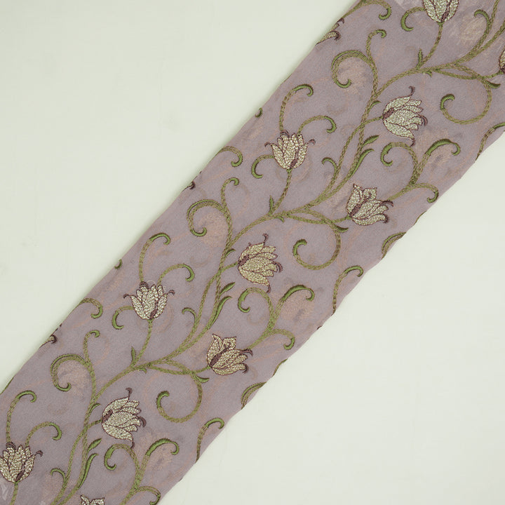 Tamira Jaal on Lavender Semi Georgette Embroidered Fabric