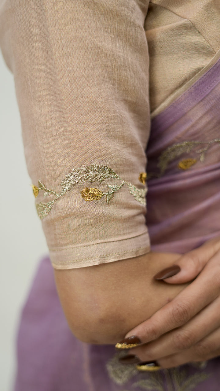 Vikruti Embroidered Saree on Lilac Cotton Tissue