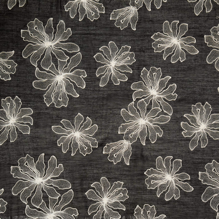 Sakina Buta on Black Cotton Silk Embroidered Fabric