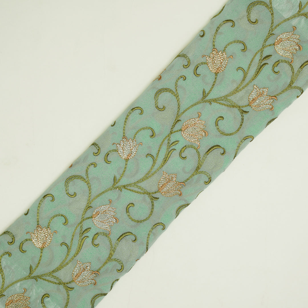 Tamira Jaal on Light Aqua Semi Georgette Embroidered Fabric
