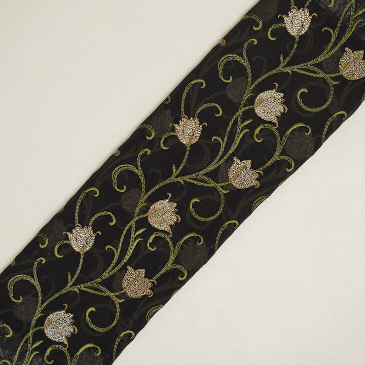 Tamira Jaal on Charcoal Semi Georgette Embroidered Fabric