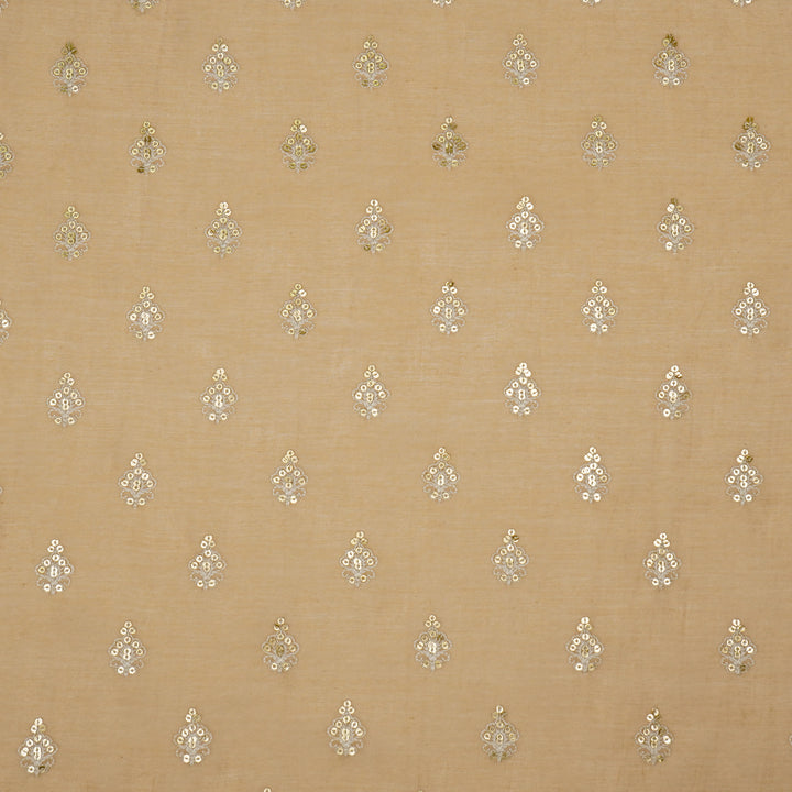 Yasira Buti on Dusky/Peach Cotton Silk Embroidered Fabric