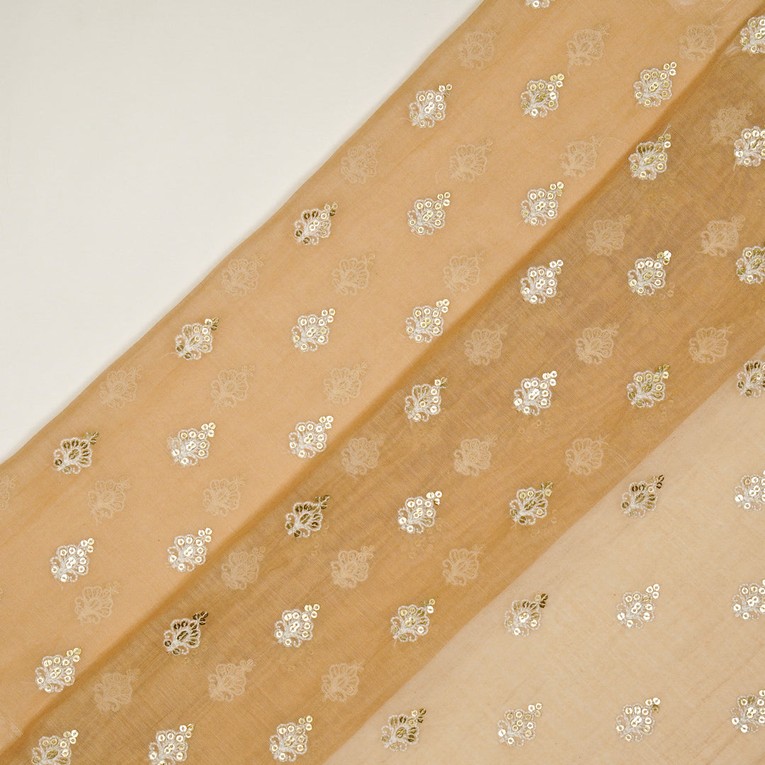 Yasira Buti on Dusky/Peach Cotton Silk Embroidered Fabric