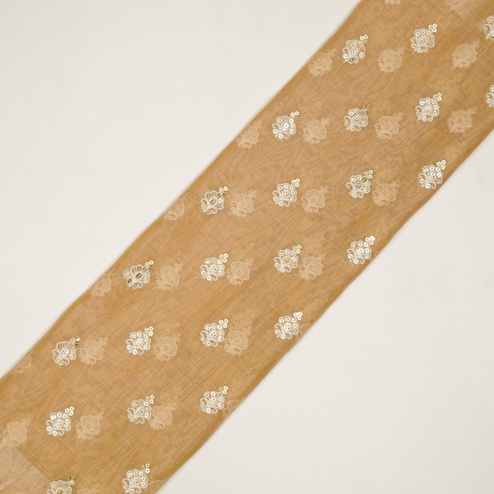 Yasira Buti on Dusky/Peach Cotton Silk Embroidered Fabric