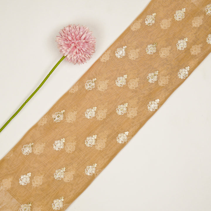 Yasira Buti on Dusky/Peach Cotton Silk Embroidered Fabric