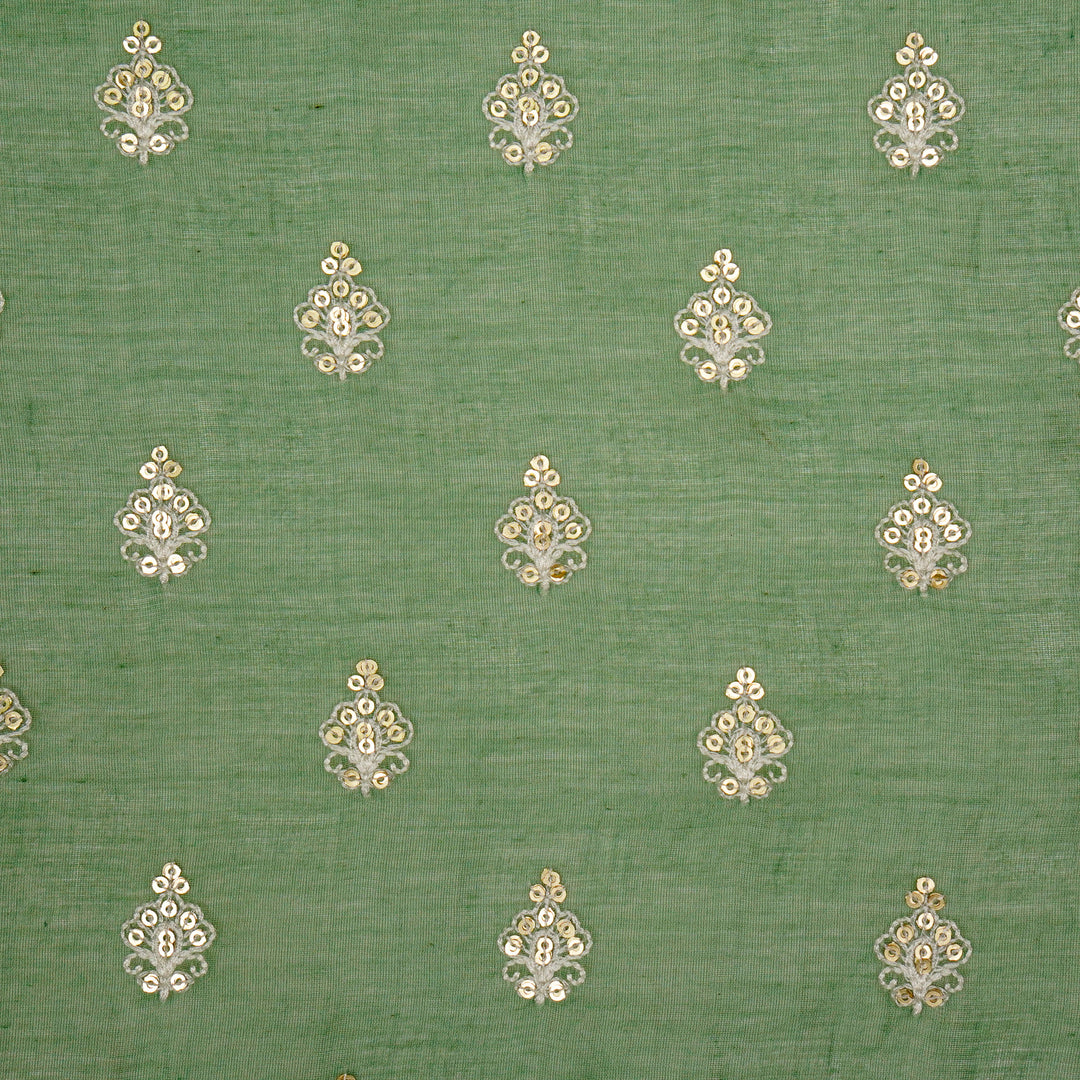 Yasira Buti on Sage/Green Cotton Silk Embroidered Fabric