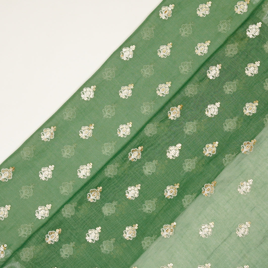 Yasira Buti on Sage/Green Cotton Silk Embroidered Fabric