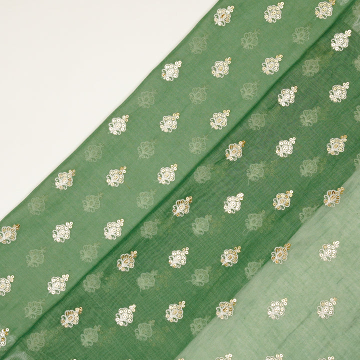 Yasira Buti on Sage/Green Cotton Silk Embroidered Fabric