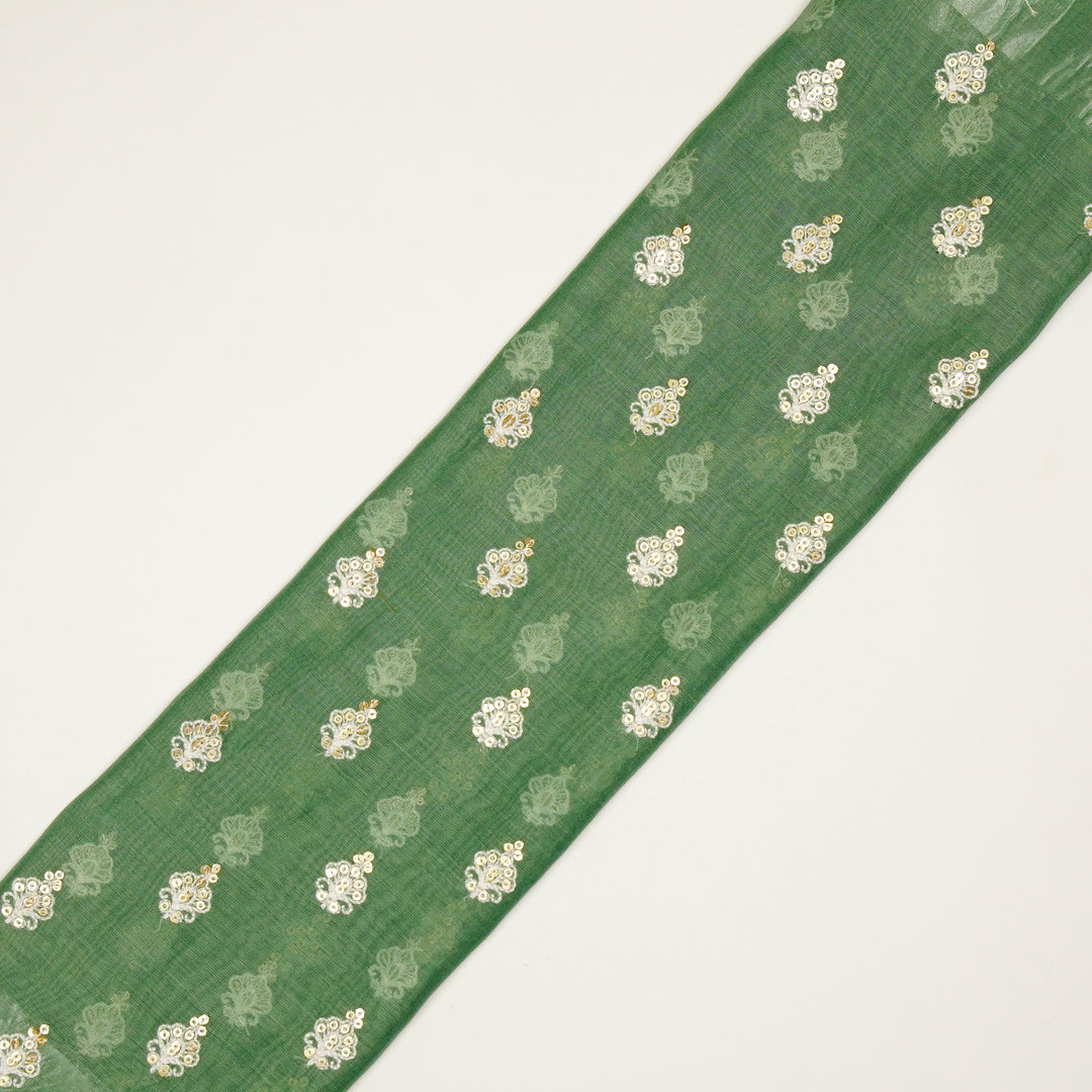 Yasira Buti on Sage/Green Cotton Silk Embroidered Fabric