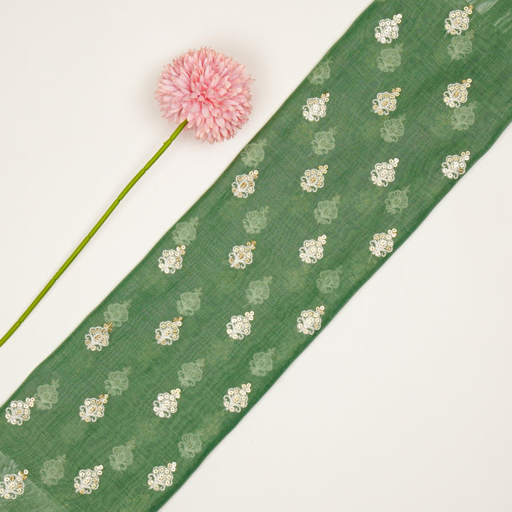 Yasira Buti on Sage/Green Cotton Silk Embroidered Fabric